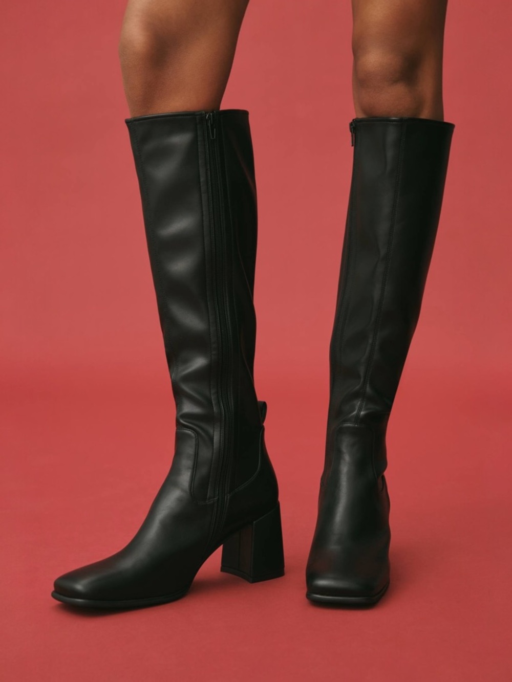 🌟SALE Jeffrey Campbell Hot Lava Knee High Heeled Leather Boots Black